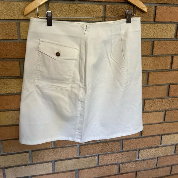 NWT LOFT White Zip Up Knee High Midi Skirt Front & Back Pockets Size 8 Women’s - Picture 4 of 4